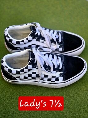 Vans Women's 7½ Checkerboard Old Skool Platform Sole Skater Girl Y2K Casual GUC